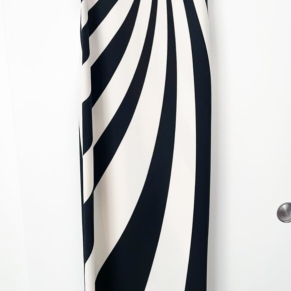 Lisa Perry Black and White Swirl Stripe Maxi Dress Gown Silk - Picture 12 of 16